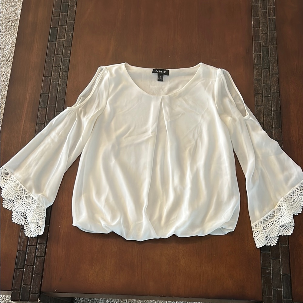 AX Paris White Women's Top with Lace Sleeves